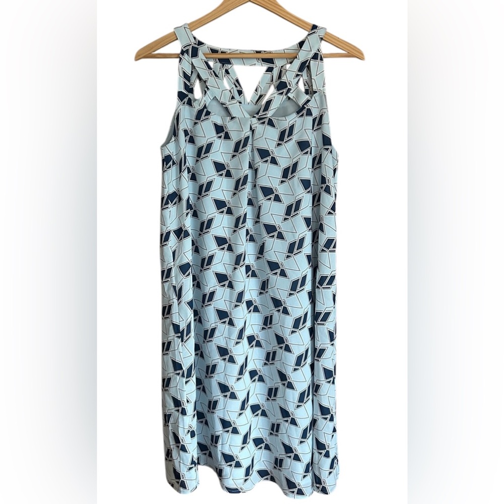 Retro-Style Geometric Collar Cut-Out Swing Dress (Size S)